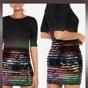 Express Multicolor Sequin Mini Skirt